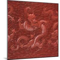 A Very Rare Imperial Cinnabar Lacquer Nine-Dragon Portable Tea-Ceremony Chest (Detail)-null-Mounted Giclee Print