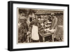 A Veterinary Hospital at the Front (B/W Photo)-German photographer-Framed Giclee Print