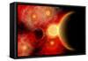 A Vibrant Star Cluster with Alien Planets in Orbit-Stocktrek Images-Framed Stretched Canvas