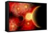 A Vibrant Star Cluster with Alien Planets in Orbit-Stocktrek Images-Framed Stretched Canvas