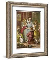 A Victorian Mother Surrounded by Her Many Adoring Children-null-Framed Art Print