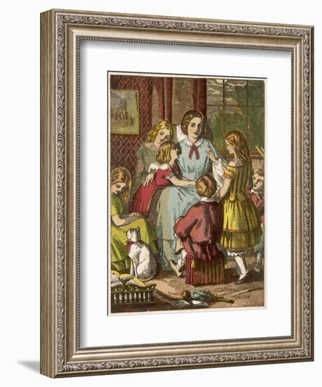 A Victorian Mother Surrounded by Her Many Adoring Children-null-Framed Art Print