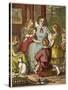 A Victorian Mother Surrounded by Her Many Adoring Children-null-Stretched Canvas