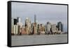 A view across the Hudson River to Lower Manhattan, New York, New York, Usa-Susan Pease-Framed Stretched Canvas