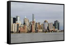 A view across the Hudson River to Lower Manhattan, New York, New York, Usa-Susan Pease-Framed Stretched Canvas