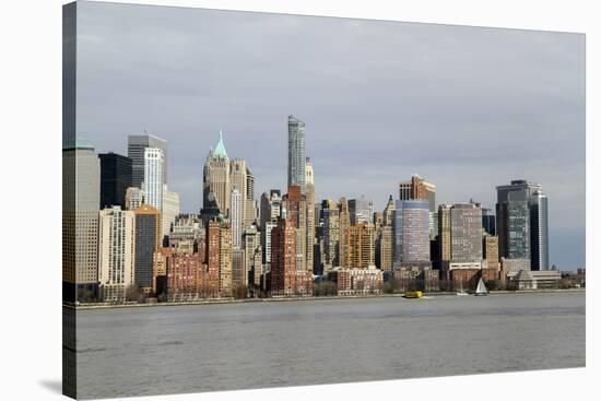 A view across the Hudson River to Lower Manhattan, New York, New York, Usa-Susan Pease-Stretched Canvas