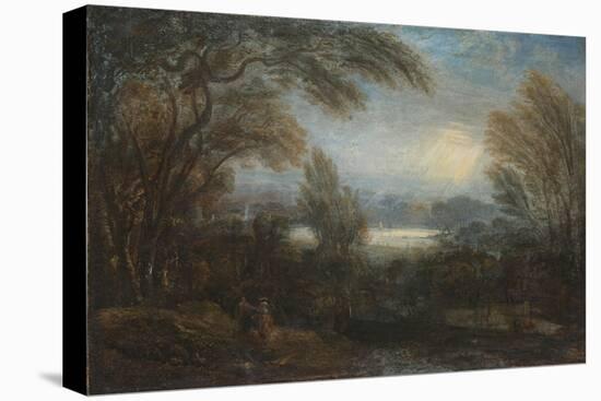 A View across the Thames from Richmond Hill, with Travellers on a Path-Sir Joshua Reynolds-Stretched Canvas