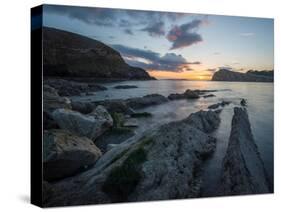 A View Along the Ledges at Lulworth Cove in Dorset-Chris Button-Stretched Canvas