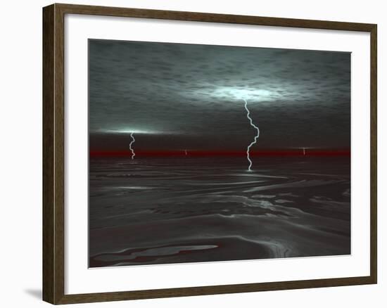 A View Below the Gas Clouds of Jupiter's Atmosphere, across a Sea of Liquid Hydrogen-Stocktrek Images-Framed Photographic Print