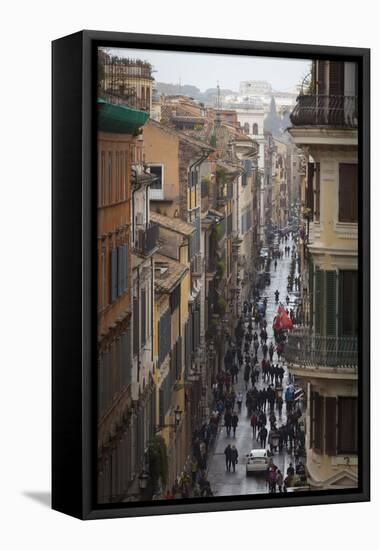 A view down a busy street, Rome, Lazio, Italy, Europe-Charlie Harding-Framed Stretched Canvas
