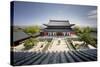 A View Down on Courtyard and Building in Classical Chinese Architecture Style at Mufu-Andreas Brandl-Stretched Canvas