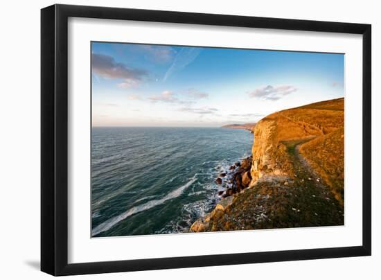 A View from a High Point over Cliff Tops and Sea Shore in England-Will Wilkinson-Framed Photographic Print