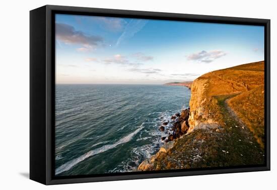 A View from a High Point over Cliff Tops and Sea Shore in England-Will Wilkinson-Framed Stretched Canvas