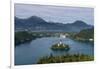 A view from above of Lake Bled and the Assumption of Mary Pilgrimage Church, Bled, Slovenia, Europe-Sergio Pitamitz-Framed Photographic Print