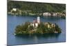 A view from above of Lake Bled and the Assumption of Mary Pilgrimage Church, Slovenia, Europe-Sergio Pitamitz-Mounted Photographic Print