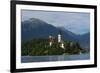 A view from above of Lake Bled and the Assumption of Mary Pilgrimage Church, Slovenia, Europe-Sergio Pitamitz-Framed Photographic Print