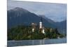 A view from above of Lake Bled and the Assumption of Mary Pilgrimage Church, Slovenia, Europe-Sergio Pitamitz-Mounted Photographic Print