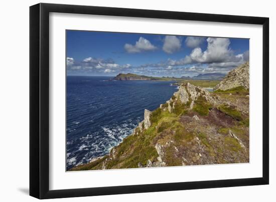 A view from Clogher Head towards Sybil Point, at the western end of the Dingle Peninsula, County Ke-Nigel Hicks-Framed Photographic Print