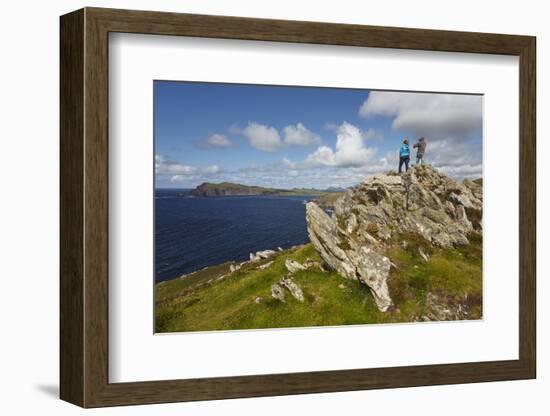 A view from Clogher Head towards Sybil Point, at the western end of the Dingle Peninsula, County Ke-Nigel Hicks-Framed Photographic Print