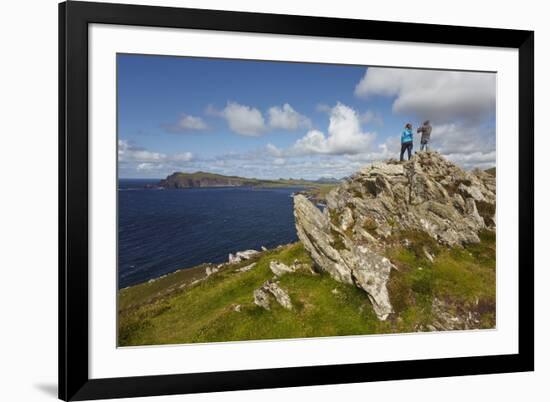 A view from Clogher Head towards Sybil Point, at the western end of the Dingle Peninsula, County Ke-Nigel Hicks-Framed Photographic Print