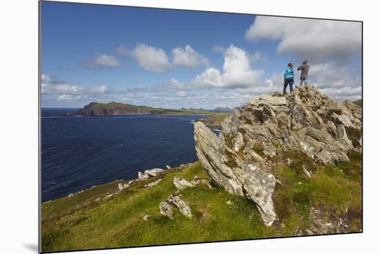 A view from Clogher Head towards Sybil Point, at the western end of the Dingle Peninsula, County Ke-Nigel Hicks-Mounted Photographic Print