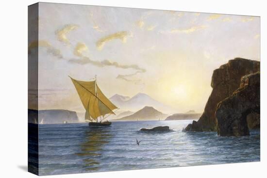 A View from Ischia Showing the Island of Procida, Vesuvius and Cape Miseno, Italy, 1890-Berthoud Leon-Stretched Canvas