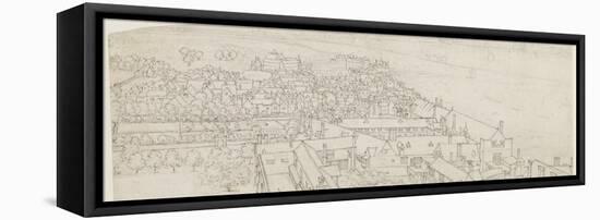 A View from St. Mary's Southwark, Looking Towards Westminster (Pen and Ink over Graphite on Paper)-Wenceslaus Hollar-Framed Stretched Canvas