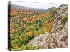 A View from Summit Peak of Lake of the Clouds Looking into the Big Carp River Valley in Autumn at P-Julianne Eggers-Stretched Canvas