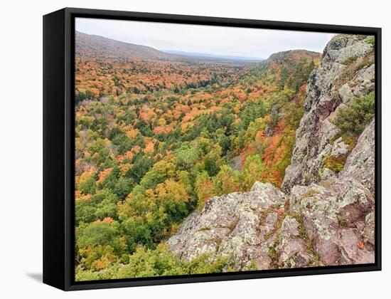 A View from Summit Peak of Lake of the Clouds Looking into the Big Carp River Valley in Autumn at P-Julianne Eggers-Framed Stretched Canvas