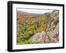 A View from Summit Peak of Lake of the Clouds Looking into the Big Carp River Valley in Autumn at P-Julianne Eggers-Framed Photographic Print