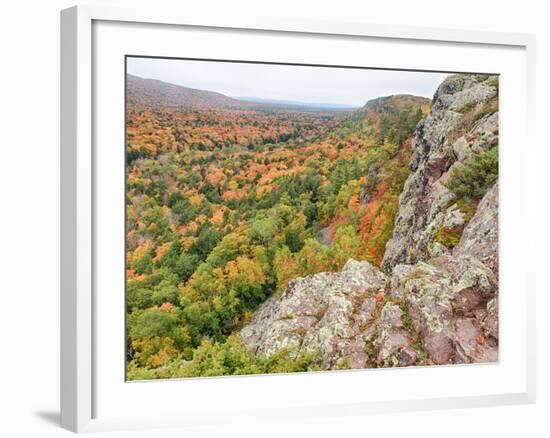 A View from Summit Peak of Lake of the Clouds Looking into the Big Carp River Valley in Autumn at P-Julianne Eggers-Framed Photographic Print