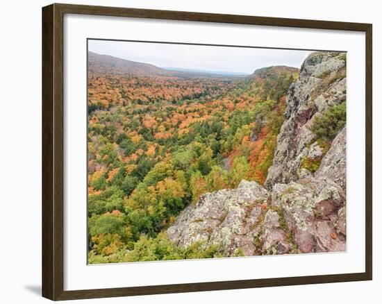 A View from Summit Peak of Lake of the Clouds Looking into the Big Carp River Valley in Autumn at P-Julianne Eggers-Framed Photographic Print