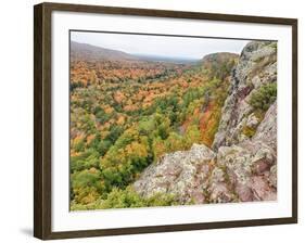 A View from Summit Peak of Lake of the Clouds Looking into the Big Carp River Valley in Autumn at P-Julianne Eggers-Framed Photographic Print