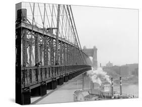 A View from Suspension Bridge, Cincinnati, Ohio-null-Stretched Canvas