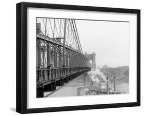 A View from Suspension Bridge, Cincinnati, Ohio-null-Framed Photo