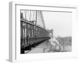 A View from Suspension Bridge, Cincinnati, Ohio-null-Framed Photo