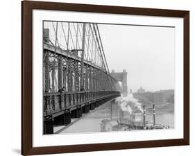 A View from Suspension Bridge, Cincinnati, Ohio-null-Framed Photo