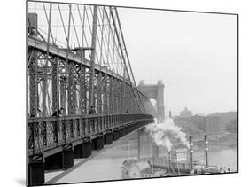 A View from Suspension Bridge, Cincinnati, Ohio-null-Mounted Photo