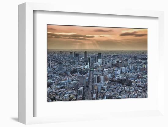 A view from the Mori Building of sunset over Tokyo-Sheila Haddad-Framed Photographic Print