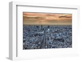 A view from the Mori Building of sunset over Tokyo-Sheila Haddad-Framed Photographic Print