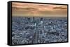 A view from the Mori Building of sunset over Tokyo-Sheila Haddad-Framed Stretched Canvas