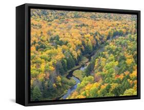 A View from the Summit Peak of the Big Carp River in Autumn at Porcupine Mountains Wilderness State-Julianne Eggers-Framed Stretched Canvas