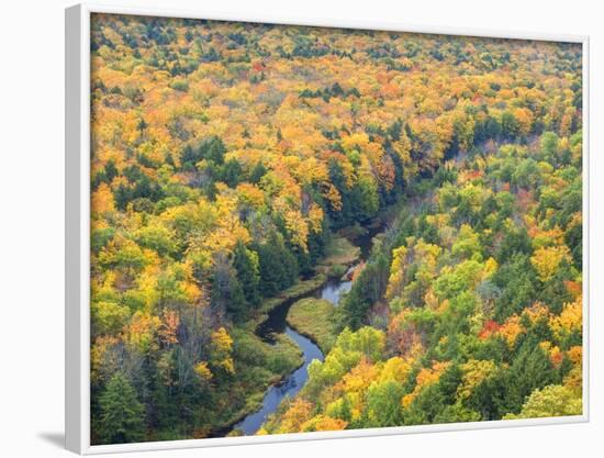 A View from the Summit Peak of the Big Carp River in Autumn at Porcupine Mountains Wilderness State-Julianne Eggers-Framed Photographic Print