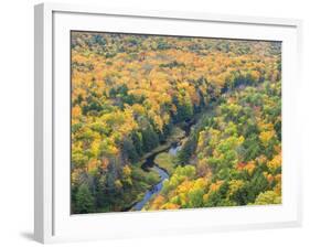 A View from the Summit Peak of the Big Carp River in Autumn at Porcupine Mountains Wilderness State-Julianne Eggers-Framed Photographic Print