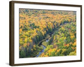 A View from the Summit Peak of the Big Carp River in Autumn at Porcupine Mountains Wilderness State-Julianne Eggers-Framed Photographic Print
