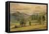 A View in the Lake District, C.1800S (Watercolour)-John Constable-Framed Stretched Canvas