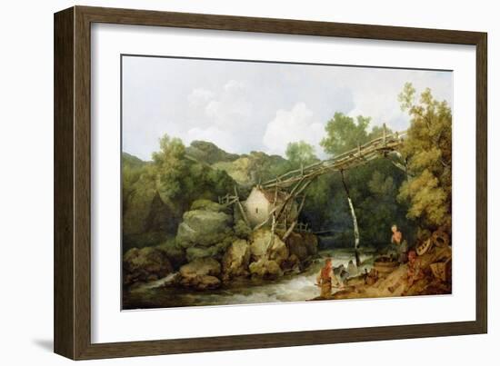 A View Near Matlock, Derbyshire with Figures Working Beneath a Wooden Conveyor, 1785-Philip James Loutherbourg-Framed Giclee Print