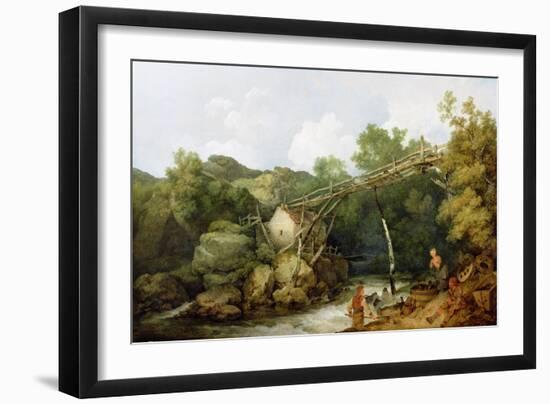 A View Near Matlock, Derbyshire with Figures Working Beneath a Wooden Conveyor, 1785-Philip James Loutherbourg-Framed Giclee Print