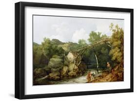 A View Near Matlock, Derbyshire with Figures Working Beneath a Wooden Conveyor, 1785-Philip James Loutherbourg-Framed Giclee Print