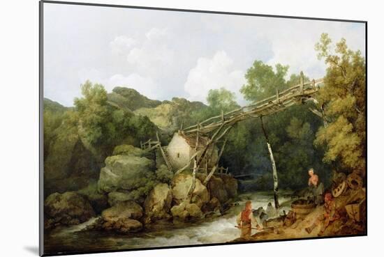 A View Near Matlock, Derbyshire with Figures Working Beneath a Wooden Conveyor, 1785-Philip James Loutherbourg-Mounted Giclee Print